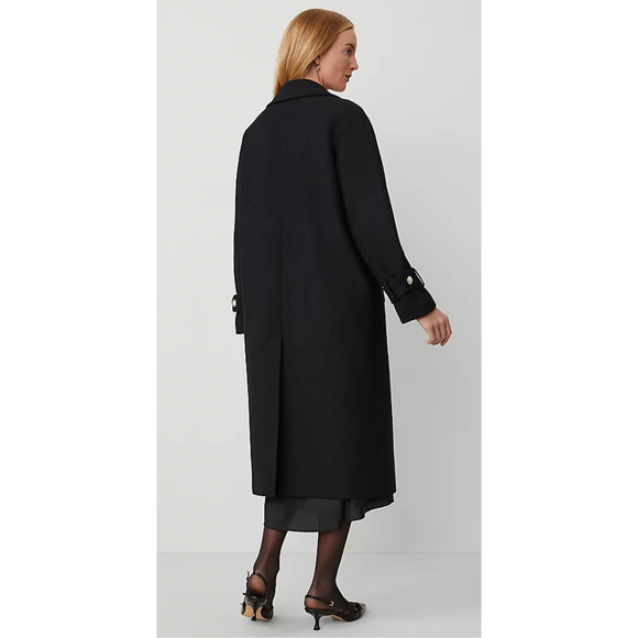 NEW ANN TAYLOR BLACK DOUBLE BREASTED DOLMAN SLEEVE COAT SZ L - Picture 5 of 8